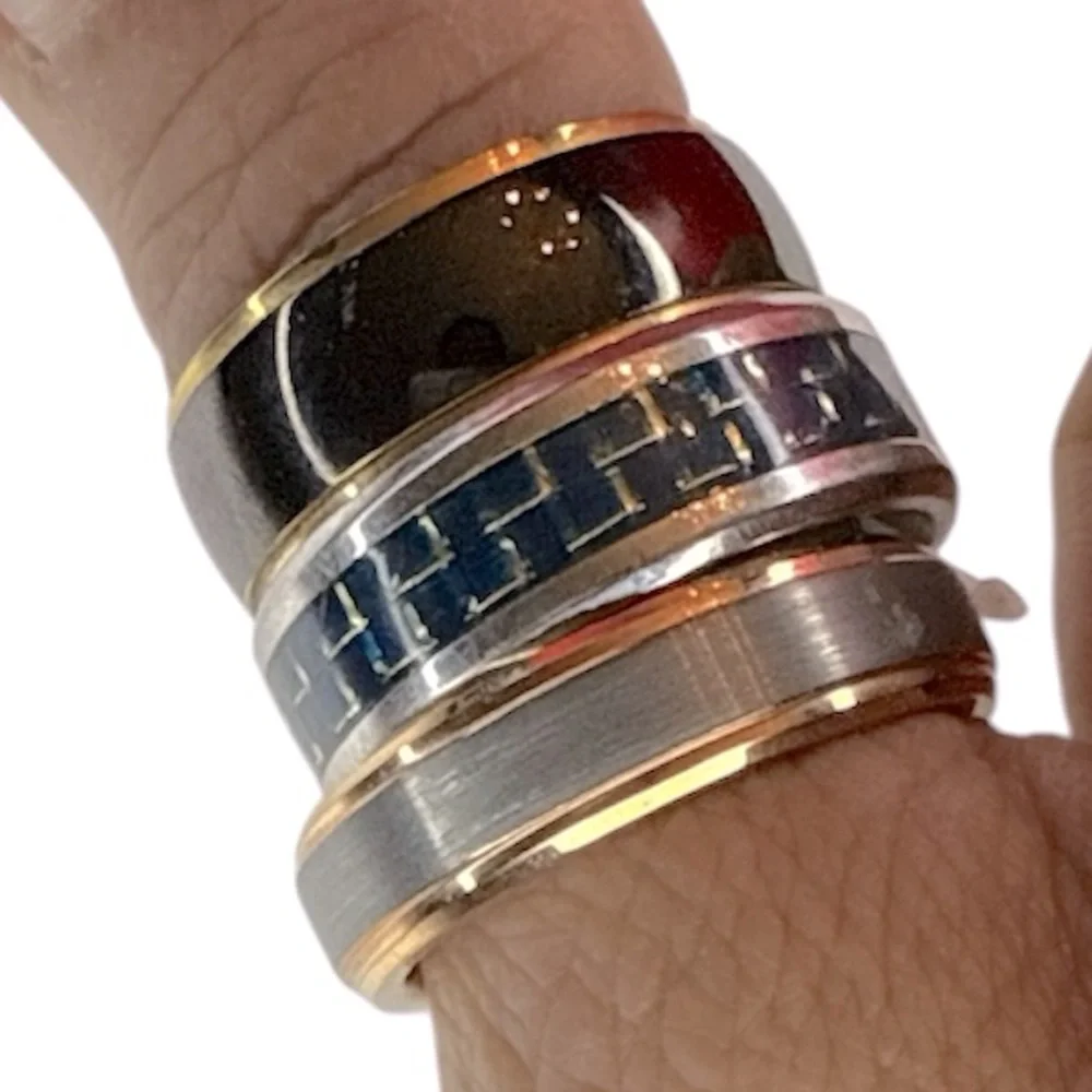 West Coast Jewelry Men’s 3 ring : 2 stainless steel & 1 tungsten carbide 11 New